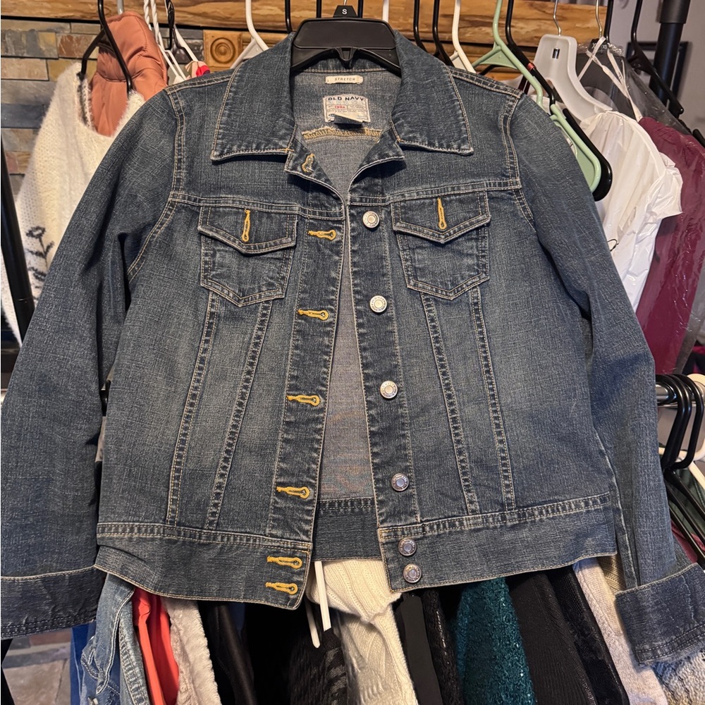 Old Navy Dark Blue Denim Jacket with Contrast Stitching